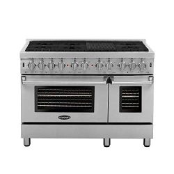 Cosmo DFR486G 48 in Free-standing Dual Fuel Range | 6 Sealed Burner Rangetop, Double Convection  ...