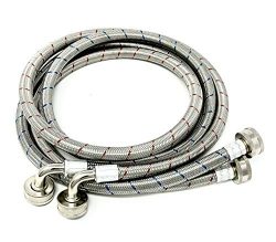 2-Pack Premium Stainless Steel Washing Machine Hoses – 5 FT No-Lead Burst Proof Red and Bl ...