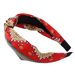 Fashion Women’s Leopard Print Simple Bow Knot Hair Band Fabric Headband Accessory (Red)