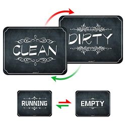 Dishwasher Magnet Reversible Clean Dirty Sign, Chalkboard Style Double Sided Flip Sign, Dishwash ...