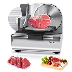 CukAid Electric Meat Slicer Machine, Deli Cheese Bread Food Slicer, Dishwasher Safe, Removable S ...