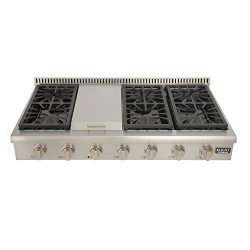 Kucht KRT481GU KRT481GU-S Professional 48″ Natural Gas Range-Top with Sealed Burners and G ...