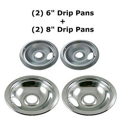 Kitchen Basics 101 Chrome Drip Pan Set Replacement for Frigidaire Kenmore 316048413 and 31604841 ...