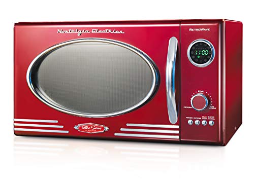 Nostalgia RMO4RR Retro Large 0.9 cu ft, 800-Watt Countertop Microwave Oven, 12 Pre-Programmed Co ...