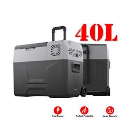 JASSCOL 40L Portable Freezer Cooler AC/DC Compressor Refrigerator Fridge -4°F Trolley Wheels for ...