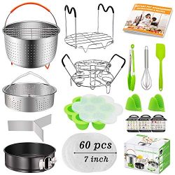 ASBYFR 19Pcs Cooker Accessories Fits Instant Pot 6 qt 8 qt, Ninja Foodi 8qt, 2 Steamer Baskets,  ...