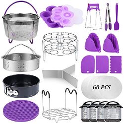 22 Pcs Pressure Cooker Accessories Set Compatible with Instant Pot 5,6,8 Qt, 2 Steamer Baskets,  ...