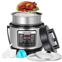 DEENKEE 6 Quart Multi Pot Pressure Cooker 10-in-1 Instant Programmable, Slow Cook, Saute, Egg, R ...