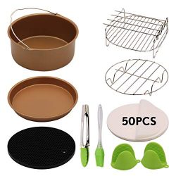 8 Inch XL Air Fryer Accessories 59 Pcs For Gowise Phillips Cozyna Ninja Deep Fryer Accessories S ...