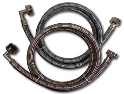 Premium Stainless Steel Washing Machine Hoses with 90 Degree Elbow, 12 Ft Burst Proof (2 Pack) R ...