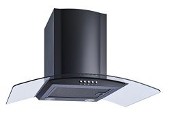 Winflo New 30″ Convertible Wall Mount Range Hood in Black with Black Aluminum Mesh filter, ...