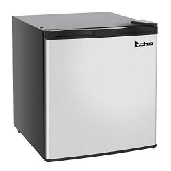 ROVSUN 1.1 CU FT Upright Freezer with Reversible Stainless Steel Single Door, Removable Shelves