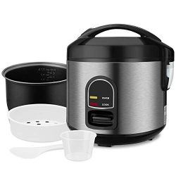 Mini Rice Cooker Steamer, Small 5-cup Uncooked Rice Cooker Food Steamer with Removable Nonstick  ...