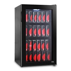 HCK 3.5 cu.ft. Beverage Refrigerator and Cooler – 126 Can Mini Fridge with Tempered Glass  ...