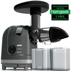 Homgeek Juicer Machine, Slow Masticating Juicer Extractor, 2 Filters, Quiet Motor & Reverse  ...