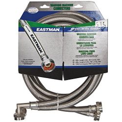 Eastman 41065 Stainless Steel Washing Machine Hose with Elbow, 5 Ft Pair, Silver