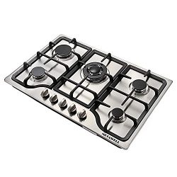 METAWELL 30″ Stainless Steel 5 Burner Built-in Stoves NG Gas Hob Cooktops Cooker