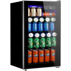 Beverage Refrigerator and Cooler – 3.2 Cu. Ft. Drink Fridge with Glass Door for Soda, Beer ...