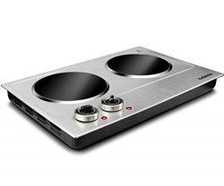 Cusimax 1800W Ceramic Electric Hot Plate for Cooking, Dual Control Infrared Cooktop, Portable Co ...