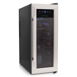 NutriChef 12 Bottle Thermoelectric Wine Cooler / Chiller | Counter Top Red And White Wine Cellar ...