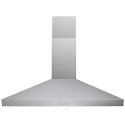 DKB Wall Mounted Range Hoods Brushed Stainless Steel 400 CFM (Silver, 30″ Push Button)