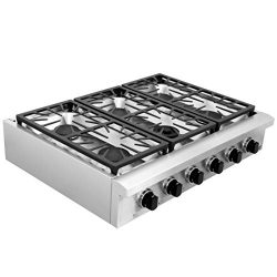 SDADI Kitchen Gas Cooktop 36″ Stainless Steel Range top with 1 Dual Burner for Simmer NG/L ...