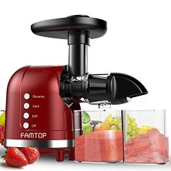 FAMTOP Slow Masticating Juicer Extractor with Reverse Function Quiet Motor Cold Press Machine Hi ...