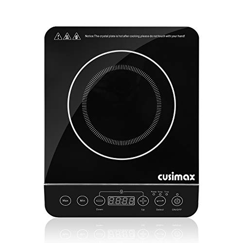 Cusimax 1800W Induction Cooktop 10.2” Countertop Burner with Smart Sensor Touch Kids Safet ...
