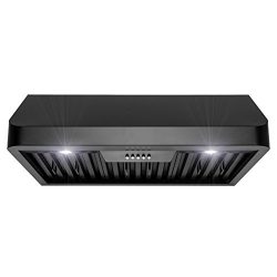 Firebird 30″ Under Cabinet Stainless Steel with Black Finish Push Panel Kitchen Range Hood ...