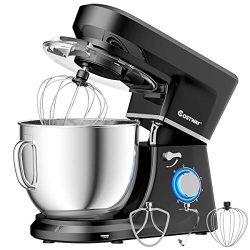 COSTWAY Stand Mixer 660W 6-Speed, Electric Mixer with Stainless Steel Bowl, Tilt-Head Food Mixer ...