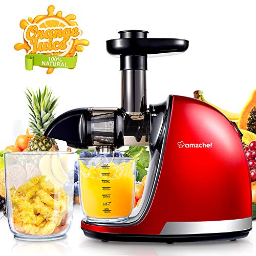 Slow Masticating Juicer,AMZCHEF Juicer Extractor Professional Machine with Quiet Motor/Reverse F ...