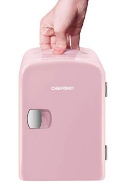 Chefman Mini Portable Compact Personal Fridge Cools & Heats, 4 Liter Capacity, Chills 6 12oz ...