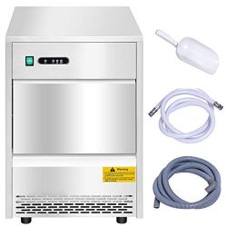 Costzon Commercial Ice Maker, Freestanding Portable Stainless Steel Ice Maker, Under Counter Ice ...