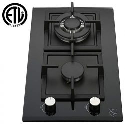 K&H 2 Burner 12″ NATURAL Gas Glass Cooktop 2-GCW