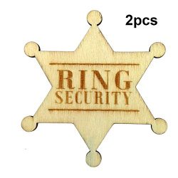 Loriver 1 Pair of Wooden Gift Ring Security Badge Wedding, Rustic Wooden Brooch Wedding Accessories