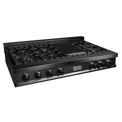 ZLINE 48 in. Porcelain Rangetop in Black Stainless with 7 Gas Burners (RTB-48)