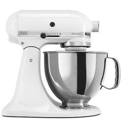 KitchenAid KSM150PSWH Artisan Series 5-Qt. Stand Mixer with Pouring Shield – White