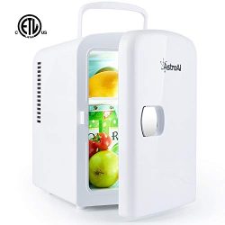 AstroAI Mini Fridge Portable AC/DC Powered Thermoelectric System Cooler and Warmer 4 Liter/6 Can ...