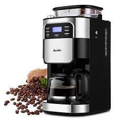 10-Cup Programmable Coffee Maker with Timer mode and Auto-off Function, Grind Coffee Machine wit ...