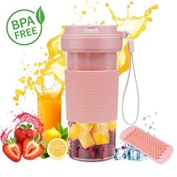 Portable Blender USB Rechargeable, CREATIVE DESIGN Small Blender Cordless Personal Blender for S ...