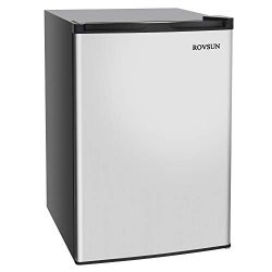 ROVSUN 3.0 CU.FT Upright Freezer with Reversible Stainless Steel Single Door, 2 Removable Shelve ...