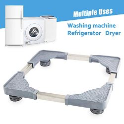 Mobile Bases Adjustable Movable Base Washer Dryer Dolly with 4 Strong Feet Washing Machine Refri ...