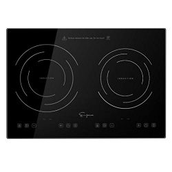 Empava IDC12B2 Horizontal Electric Stove Induction Cooktop with 2 Burners in Black Vitro Ceramic ...