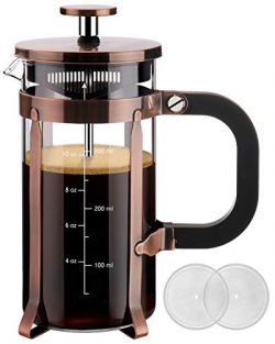Veken French Press Coffee Maker (12oz), 304 Stainless Steel Coffee Press with 4 Filter Screens,  ...