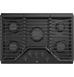 GE JGP5030DLBB 30 Inch Gas Cooktop with Power Boil, Simmer, Continuous Grates, 5 Sealed Burners  ...