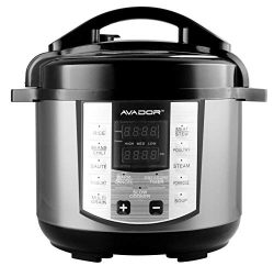 Avador AV-13CS603W 10 Preset Menu Pressure Cooker 6Qt/1000W, Stainless Steel Cooking Pot and Ext ...