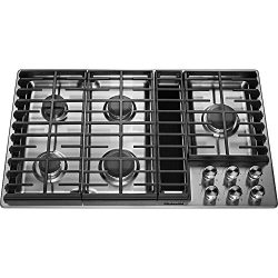 KitchenAid KCGD506GSS 36 5 Burner Downdraft Stainless Steel Gas Cooktop KCGD506GSS