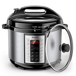 RAKZU 6 Qt 9-in-1 Multi-use Programmable Electric Pressure Cooker with Stainless Steel Pot, Slow ...