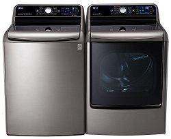 LG Graphite Steel Top Load Laundry Pair with WT7700HVA 29″ 5.7 Cu. Ft. Washer and DLEX7700 ...