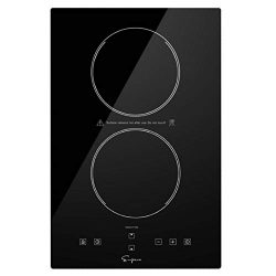 Empava 12″ Portable Electric Induction Cooktop with Dual Heating Element 120V, Black Ceram ...